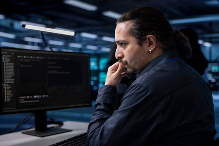 Computer scientist doing maintenance in server room to extend equipment life span and avoid...