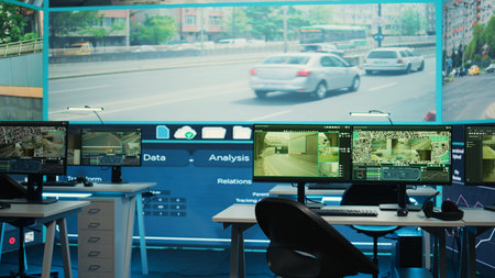 General defense offices with satellite based CCTV network uses real time surveillance images to...