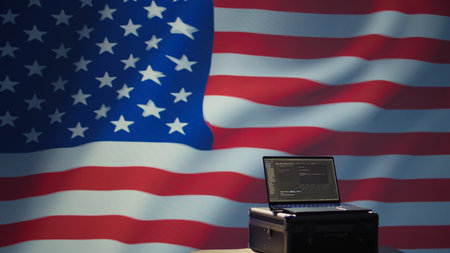 Laptop in command center used by counterterrorism agents to run surveillance efforts against enemy...