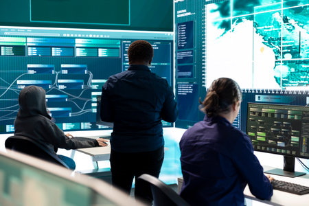 Governmental hackers exploiting network systems in high tech office, executing cyber operations for...