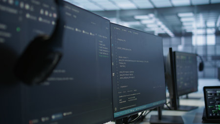 Computers and tablet in server room used for developing disaster recovery plans ensuring minimal...