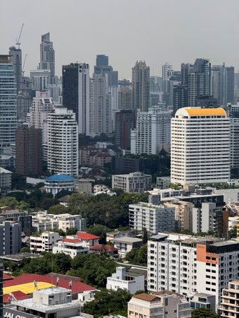 Thailand skyscrapers towers and the bustling city center lifestyle, downtown area with breathtaking...