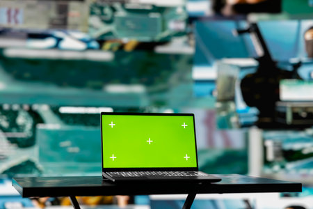 High tech military control center with a laptop showcasing isolated display, armed forces tactics...