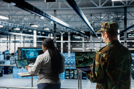 Military units in server room flagging unusual movement using machine learning detection tools. Team...