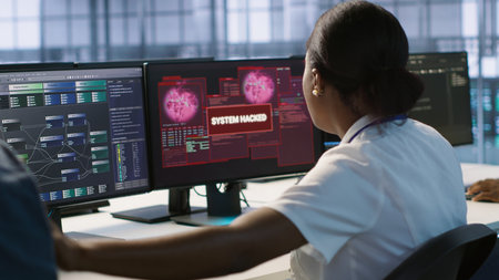 Woman requesting help from cybersecurity team after seeing security incidents affecting data center...