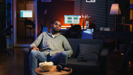 African american angry player being frustrated about his lost competition, losing the video games...