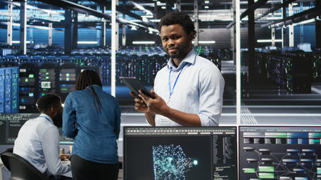 Data center technician uses node tree programming interface to identify equipment performance...