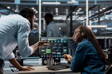 Data center software developers programming equipment used for machine learning training. Server...