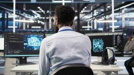 Server hub programmer using AI machine learning node tree software to optimize system health. Data...