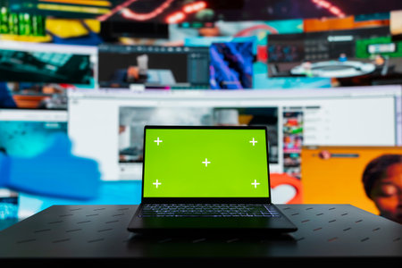 Isolated screen laptop and entertainment streaming windows grid showcasing diverse mixed media....