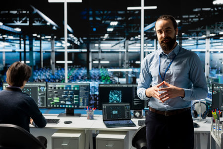Data center manager presents AI tech to shareholders, demonstrating predictive maintenance...