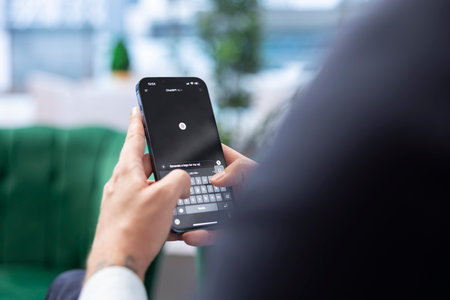 Bucharest, Romania - July 30th 2024 - AI chatbot assisting a male CEO for productivity, using the smart web algorithm to generate responses and solutions for problem solving. Machine learning.のeditorial素材