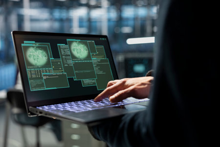 Closeup of data center employee managing global server infrastructure, ensuring uptime across...