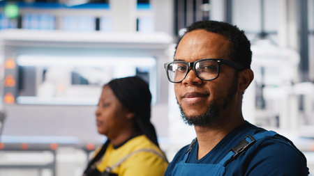 Engineer reviews energy saving configurations in solar facility at a modern workstation. Expert refines system settings to enhance renewable power generation and reduce faults. Camera A.の写真素材