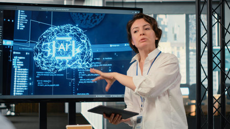 Investors gathered in tech startup boardroom to do deep dive into artificial intelligence....
