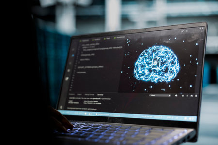 Developer uses AI technology to do checkup on data center electronics processing datasets. Server...
