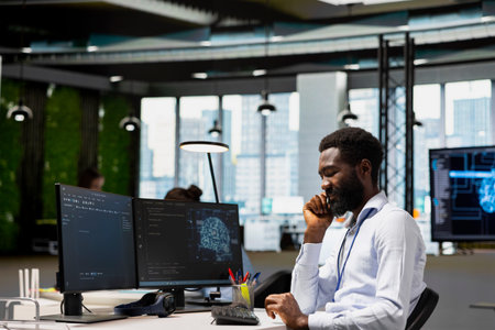 Programmer at work training machine learning models to monitor error logs for debugging processes....