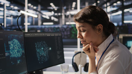Software developer monitors server clusters performing AI training and inference tasks. IT expert...