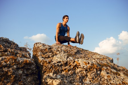 Portrait of a athlete, sportive young man Copy space.