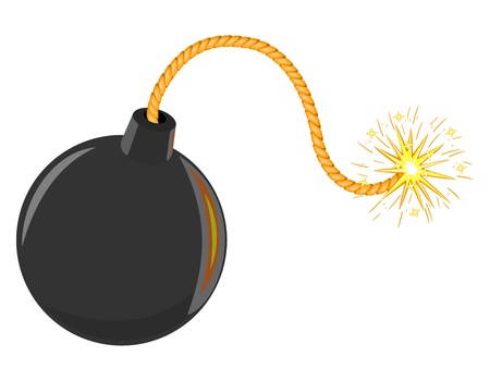 3d Isolated black cartoon bomb vectorのイラスト素材