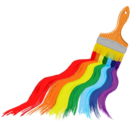 Art rainbow abstract vector background with brush strokeのイラスト素材