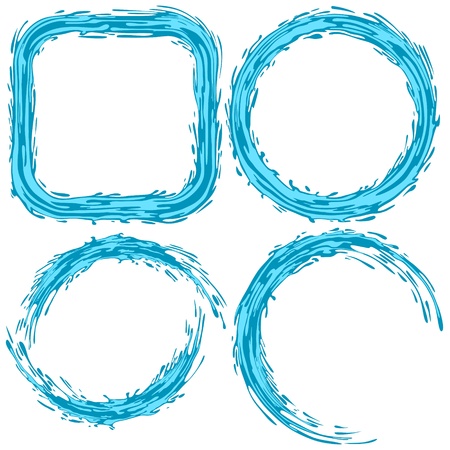 Set of grunge water framesのイラスト素材