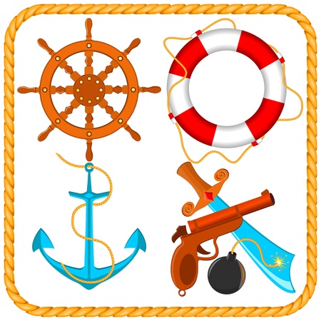  set of sea pirate itemsのイラスト素材
