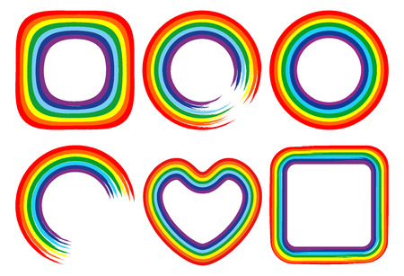 Art rainbow colorful frame brush strokes vector setのイラスト素材