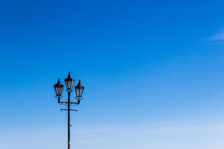 Street light against twilight backgroundの写真素材