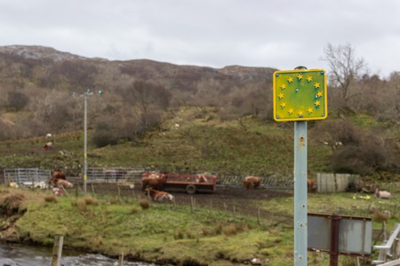 European Union sign on the Isle of Skyeの写真素材
