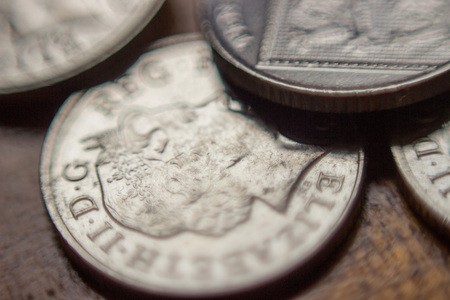 Stack of British 10 pence coin