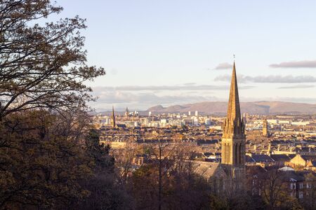 Glasgow street photography: south Glasgow evening cityscapeの写真素材