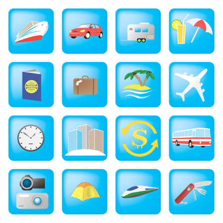 Set of detailed travel icons のイラスト素材