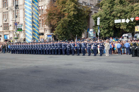Kiev, Ukraine - 24 aug 2014. Military parade for the Ukrainian Independence Dayのeditorial素材
