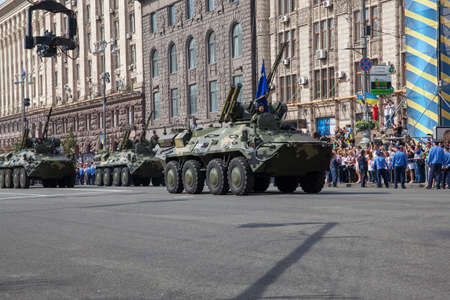 Kiev, Ukraine - 24 aug 2014. Military parade for the Ukrainian Independence Dayのeditorial素材