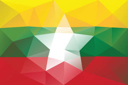 Myanmar flag - triangular polygonal patternのイラスト素材