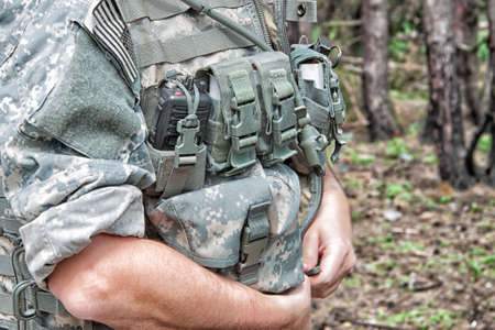 US Army soldier wearing his armor jacketの写真素材