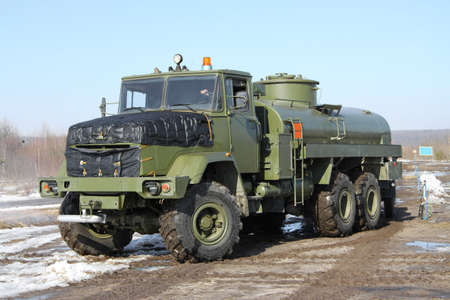 Army fuel truck in the field depotの写真素材