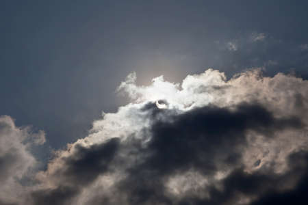 Sun eclipse during the daytime with some clouds (actual image)
