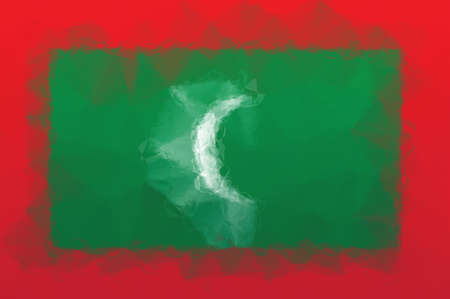 Maldives flag - triangular polygonal patternの写真素材