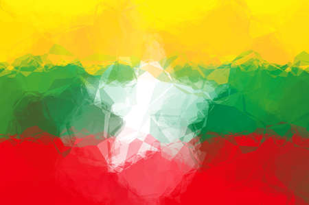 Myanmar flag - triangular polygonal patternの写真素材