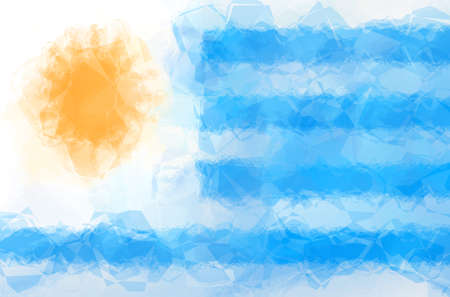 Uruguay flag - triangular polygonal patternの写真素材
