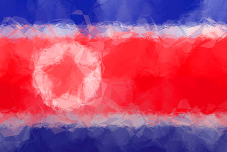 North Korean flag - triangular polygonal patternの写真素材