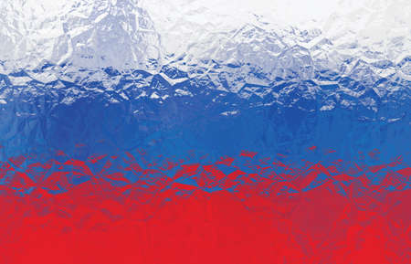 Russian flag - triangular polygonal pattern of crumpled shiny metal surfaceの写真素材