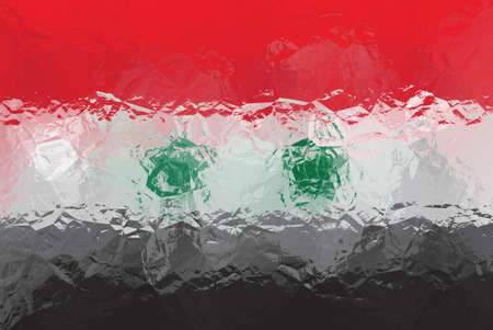 Syria flag - triangular polygonal pattern of crumpled shiny metal surface