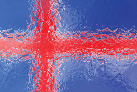 Iceland flag - triangular polygonal pattern of crumpled shiny metal surfaceの写真素材