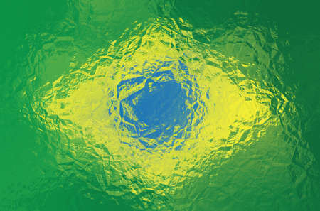 Brazilian flag - triangular polygonal pattern of crumpled shiny metal surfaceの写真素材
