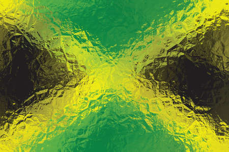 Jamaica flag - triangular polygonal pattern of crumpled shiny metal surfaceの写真素材