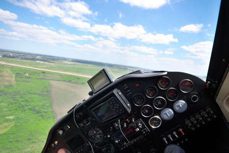 Flying a small private light plane - view from the co-pilot's seat