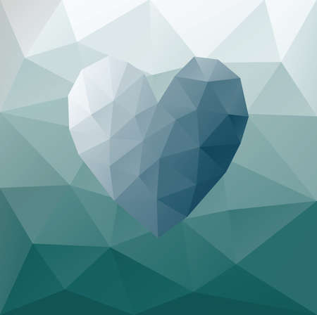 Blue Low poly heart on triangular background - Valentine's card conceptのイラスト素材